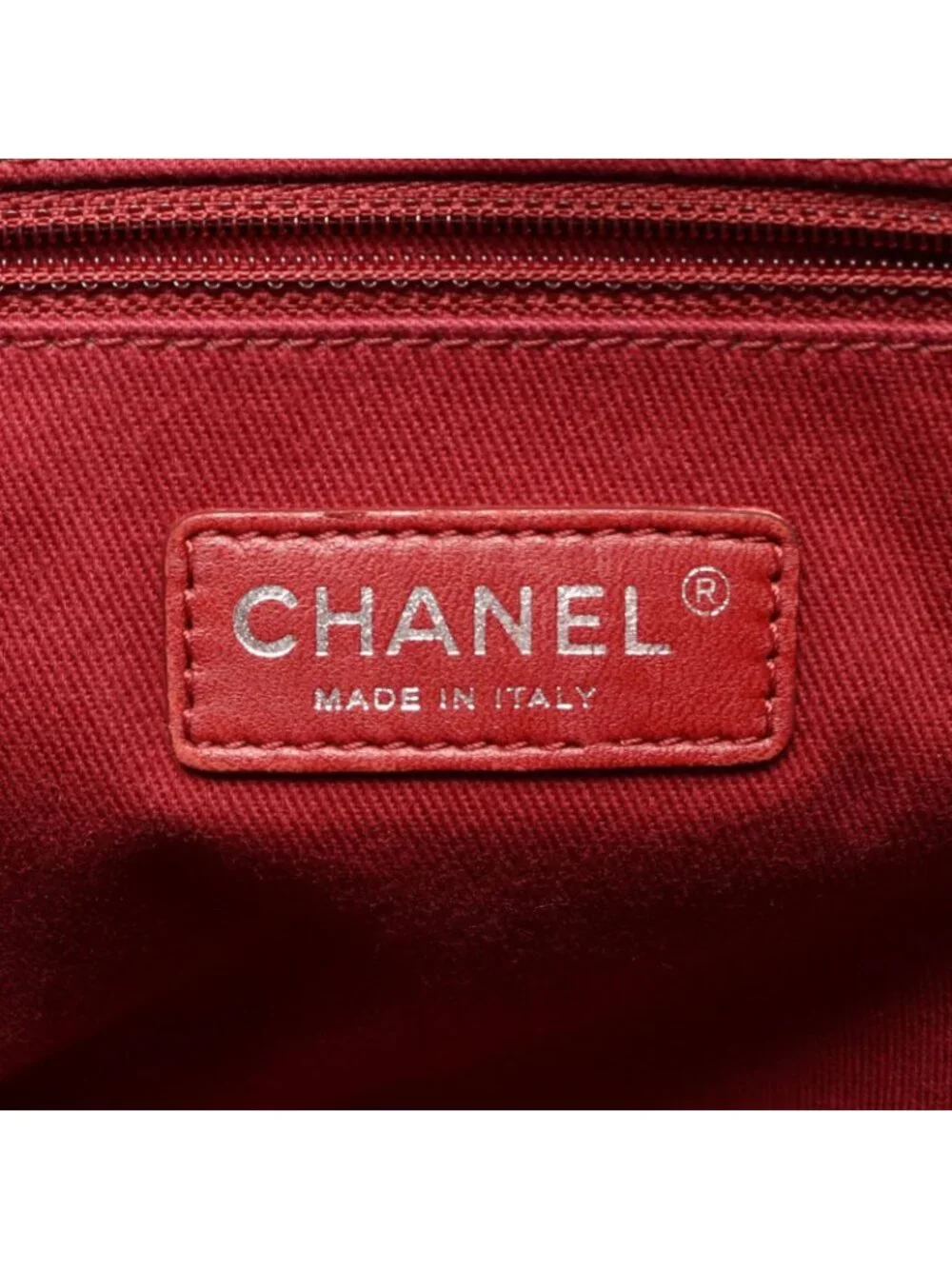 Chanel Tote Deauville Red Canvas Leather Chain MM